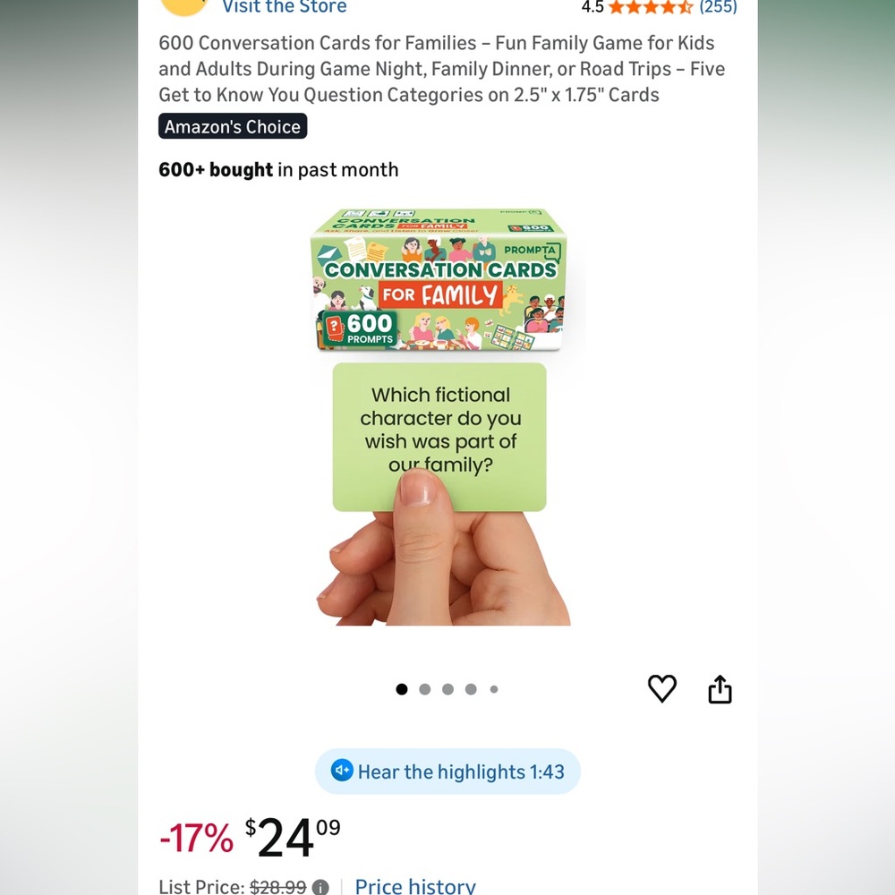 Green Conversation Cards for Family